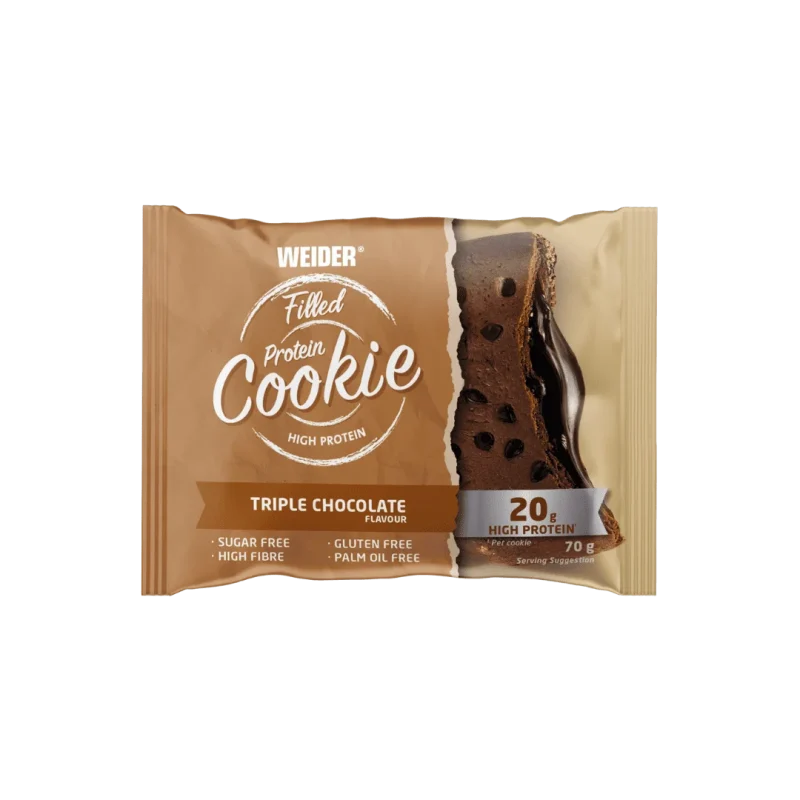 prajitura umpluta Weider Filled Protein Cookie triple chocolate 70g