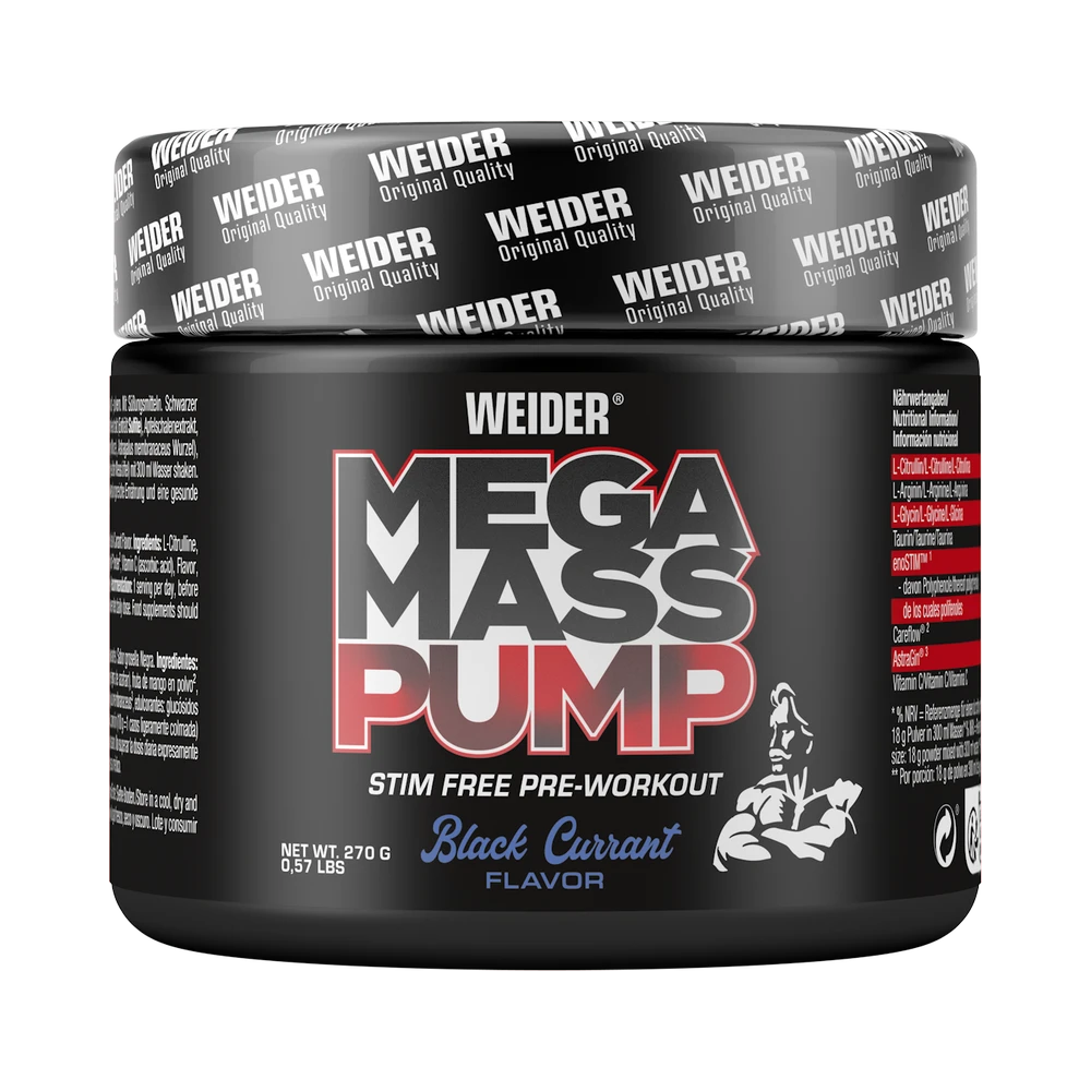 weider-mega mass pump-270g pre-workout fara cafeina weider mega mass pump 270g