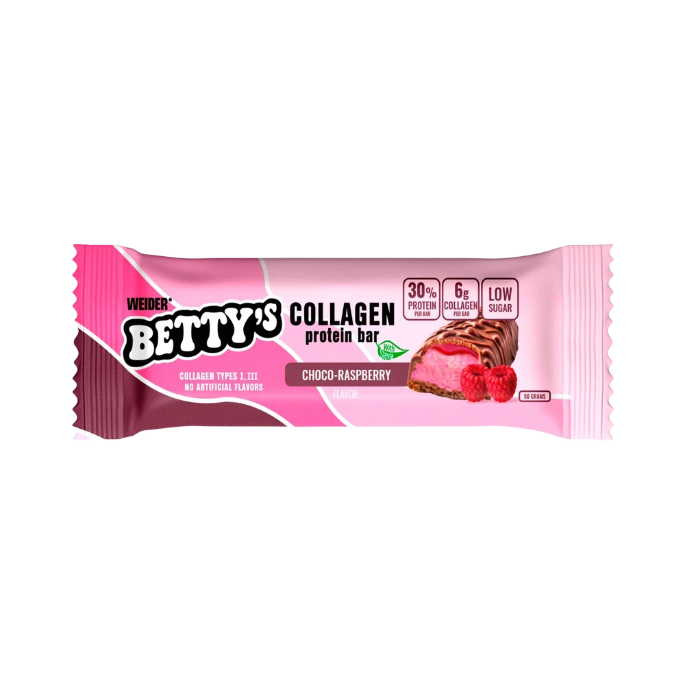 weider-baton proteic cu collagen betty`s-zmeura-50g baton proteic cu colagen weider bettys zmeura 50g