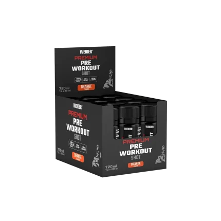 cutie pre-workout lichid gata de consum Weider Premium Pre-Workout cu aroma de portocale fiola 60ml
